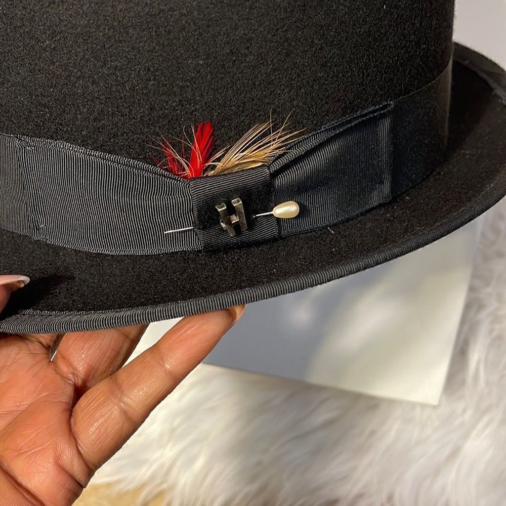 Mens wool Black Derby dress hat - Picture 2 of 5
